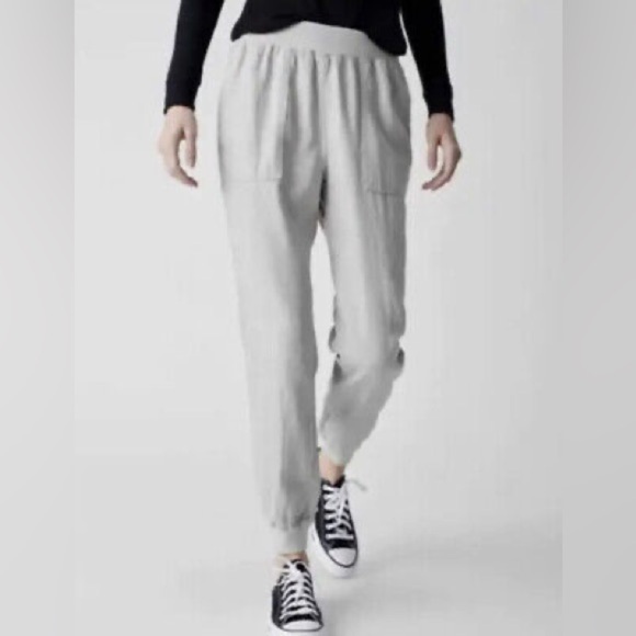 Faherty Arlie jogger NWT Linen Blend Sz M Stone Grey - Picture 1 of 10